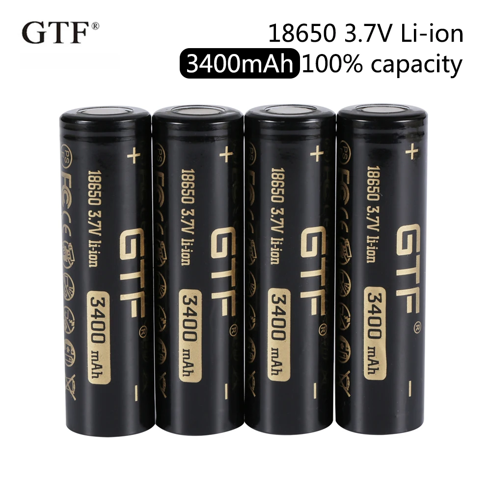 2020 Новый GTF 18650 3400 мА/ч 100% Емкость 3 7 в литий ионный Перезаряжаемые Батарея для