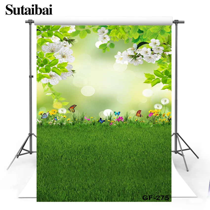 Spring Wild Grass Green Plants Birthday Party Background Children Baby Shower Party Background Family Party Photos vinyl decor enlarge