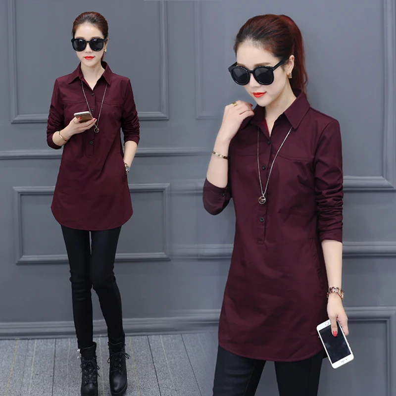 

Long shirt female long-sleeved shirt 2019 spring new loose Korean wild spring shirt