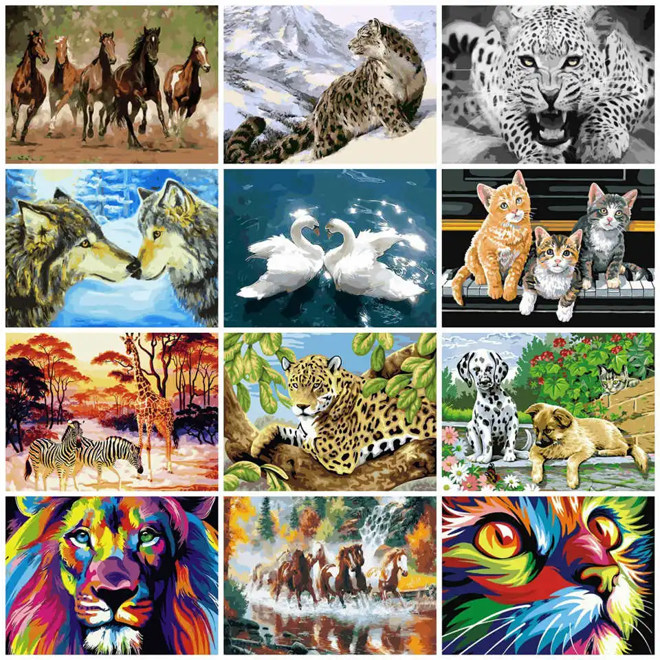 AZQSD DIY картина маслом по номерам животные Ручная роспись холст Современная