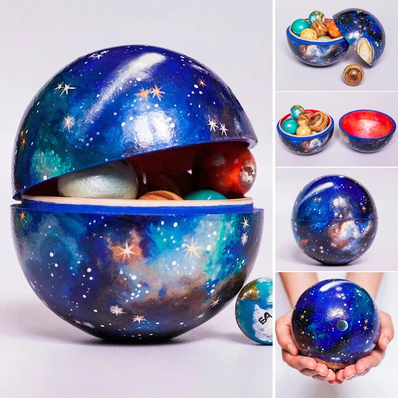 

Newly Wooden Solar System Cosmos Learning Game Toy Wooden Desktop Ornament Home Office Decor Model Artcrafts Gift Decor Ornament