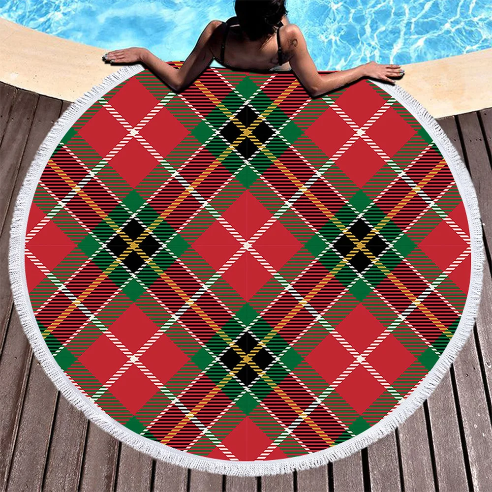 Пляжные полотенца с красочным принтом в полоску большое круглое полотенце из