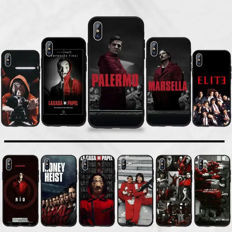 Бумажный дом Испания TV Money Heist мягкий ТПУ Черный Роскошный классный чехол для
