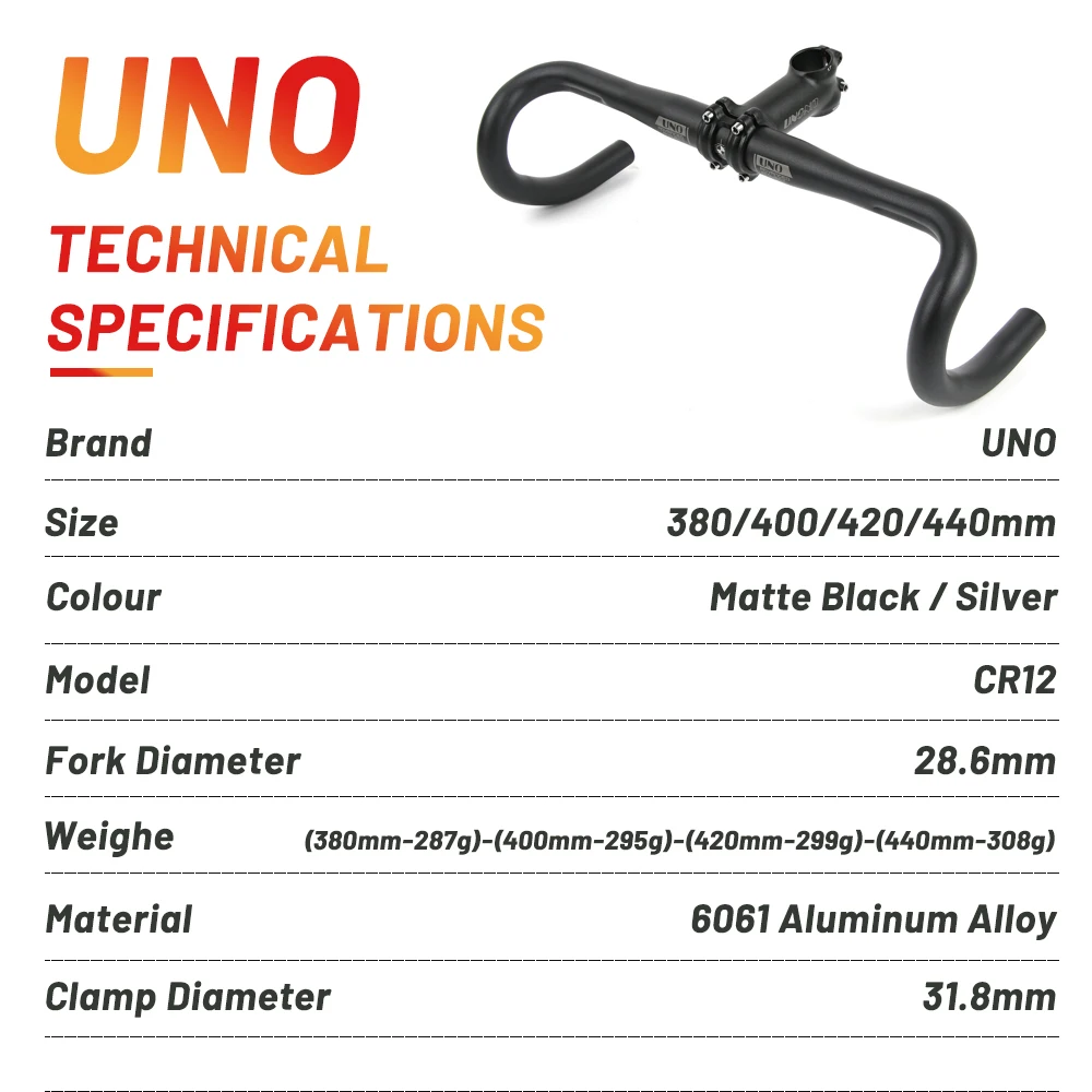 Сверхлегкий Руль для дорожного велосипеда UNO Drop Bar 31 8 ручка 380/400/420/440 мм гоночный