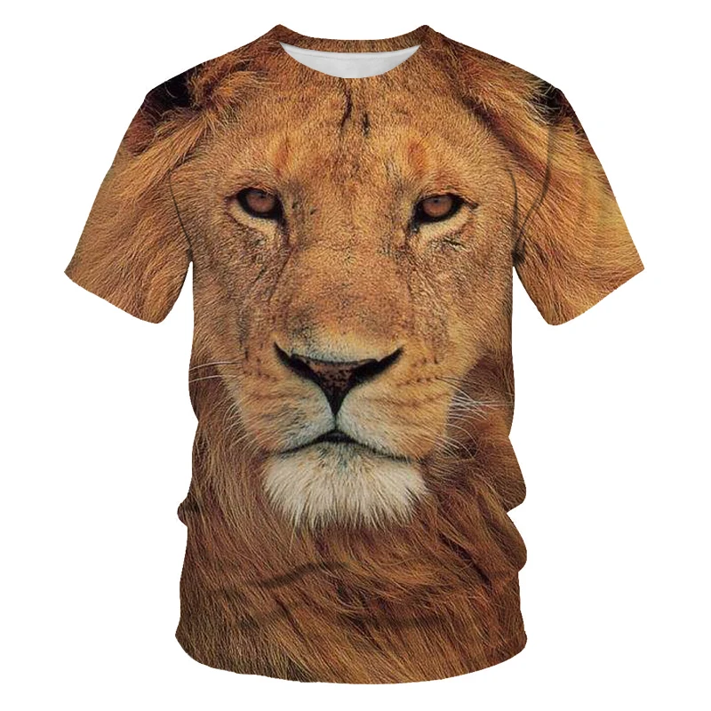

Animal World Tiger And Lion Pattern T Shirt For Men Summer Hot Sale Men's 3d T-shirt Cool Number Pattern Trendy Fashion T-shirts