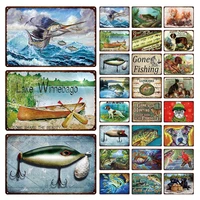 fishing metal sign vintage fishing rules tin sign retro plaque bar home farm man cave decor wall plate painting pin up poster