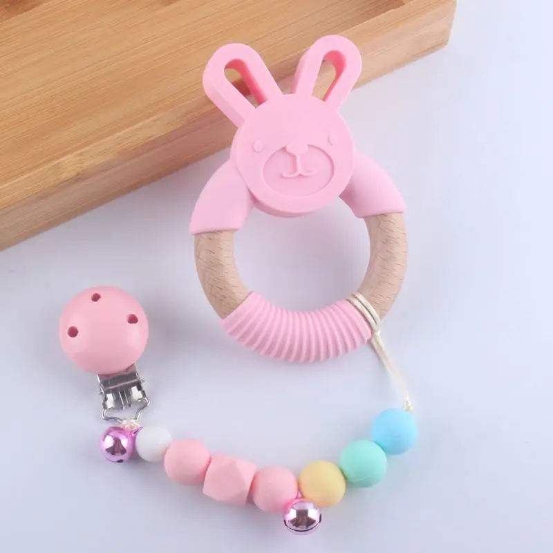 

Baby Pacifier Chain Clip Nipple Holder Silicone Teether Teething Soother Molar