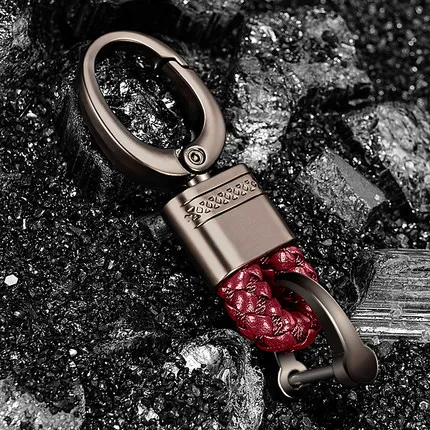 Red Авто тканая веревка кожаный брелок для автомобиля брелок для ключей из сплава utomatic брелок пряжка подковы для подарка креативный держатель автомобиля стиль - Color Name: Red