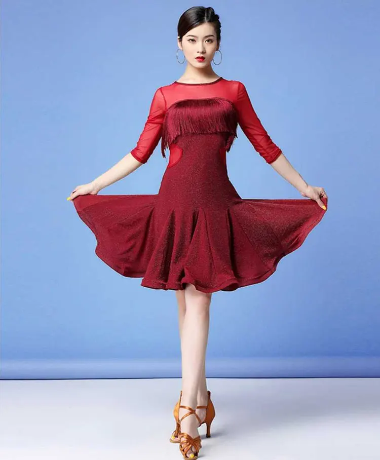 Женское платье для латинских танцев взрослых новое модное Fishbone одежда