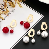 new irregular circle earrings semi circular pearl earrings for women simple fashion stud earrings girls jewelry accessories