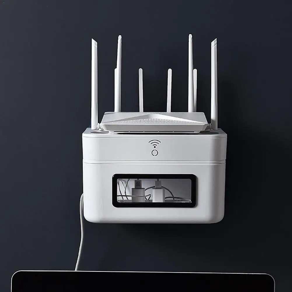 

Wireless Wifi Router Storage Box Wall Mounted Patch Board Socket Holder Home Living Room Storage Organizer