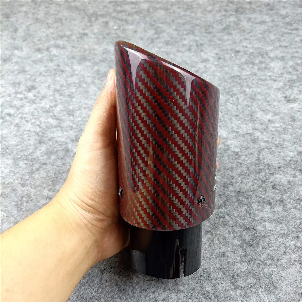 1 шт. глянцевый красный УГЛЕРОДНЫЙ глушитель овальной формы для стайлинга