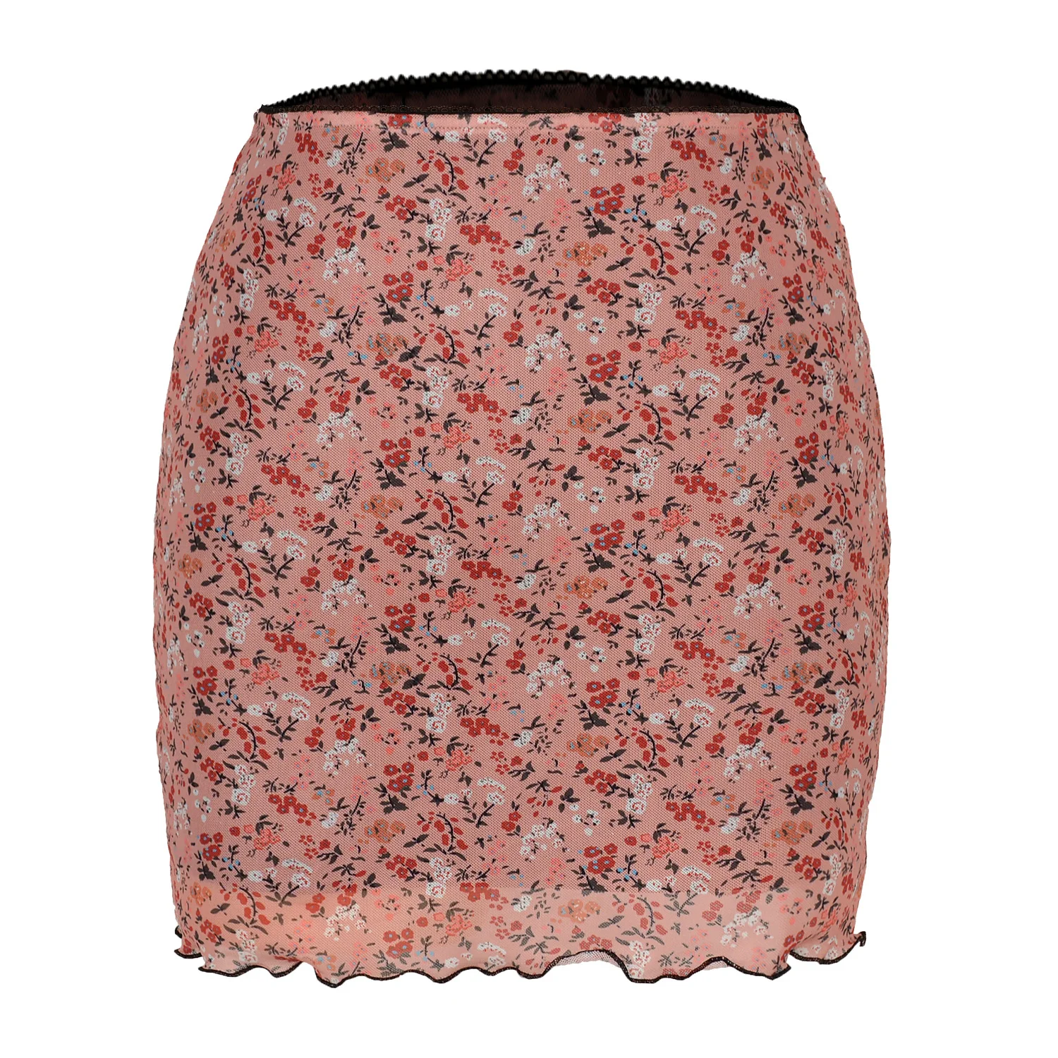Women Ladies Mini Skirts VD2243 Black Floral Printed Gothic Clothes Brown Skirt Womens 2021 | Женская одежда
