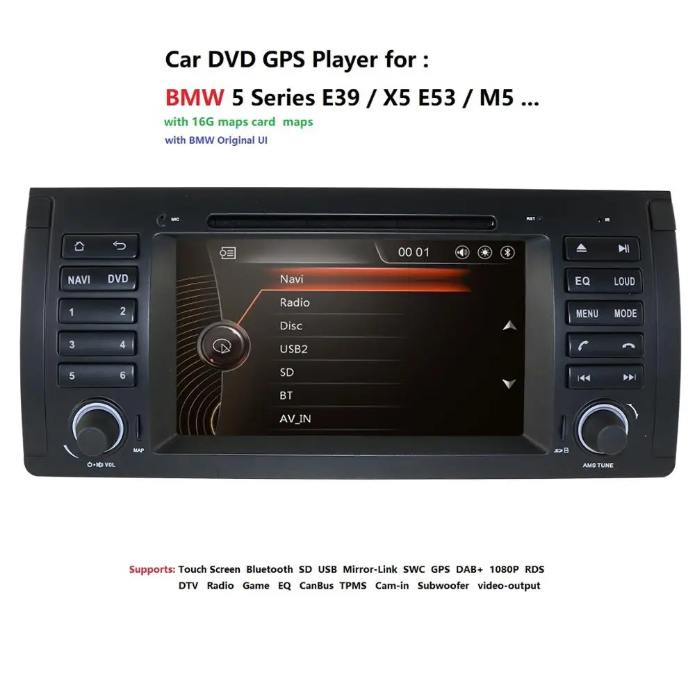 1DIN gps навигации 7 &quotавтомобильный DVD плеер для BMW M5 E39 5 серия 1996 2003X5 E53 2000 2007 M51996 2003 X7