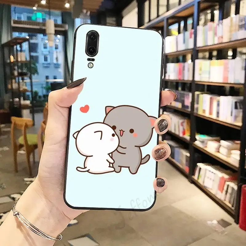 

Peach Cat cute Cartoon high quality Anti-fall Phone Case For Huawei honor Mate P 10 20 30 40 Pro 10i 9 10 20 8 x Lite