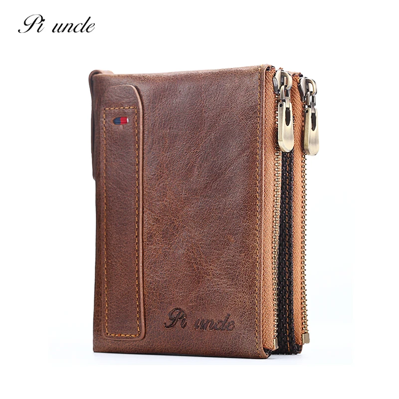 Брендовый мужской кошелек из натуральной кожи на молнии от бренда pixi Мужской