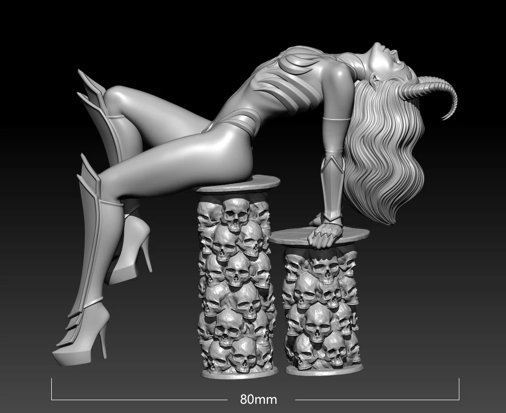 

80mm Resin Model Kits Female Devil Figure Sculpture Unpainted No Color RW-102