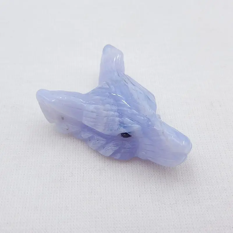 Ручная работа натуральный голубой кружевной Агат резная подвеска в виде волчьей