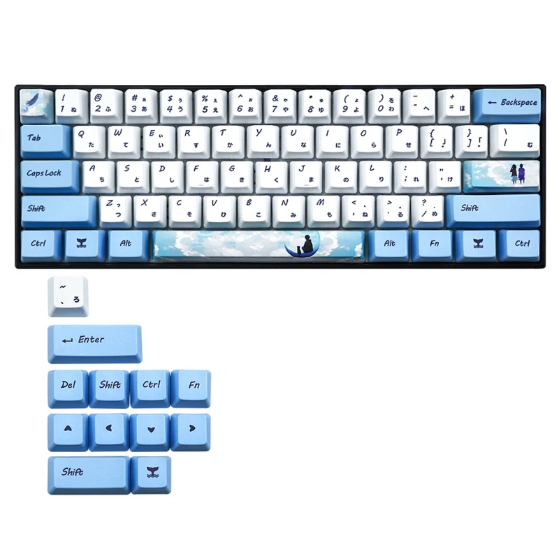 

73 Keys Dye Sublimation Mechanical Keyboard Cute Keycaps PBT OEM Profile Keycap For GH60 GK61 GK64 Keyboard Keycap