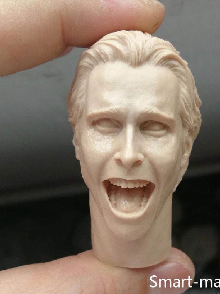 

1/6 Scale Uncolored Prototype Head Sculpture Christian Bale Open Mouth Edition fit For 12'' Action Body