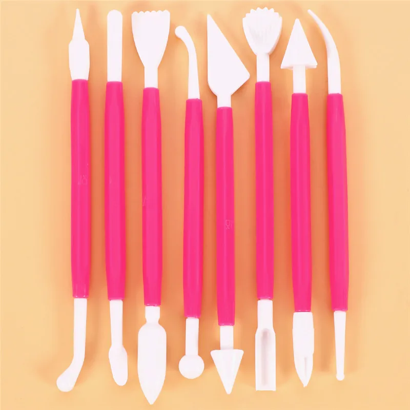 

8pcs/set Plastic Icing Fondant Scraper Dough Knife Baking Pastry Tools Decorating Plain Smooth Jagged Edge Spatulas Cutters Cake