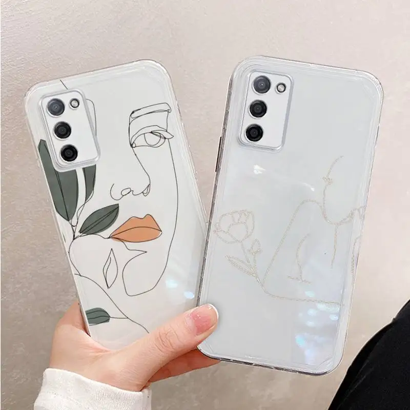

Abstract line art Phone Case For Xiaomi Mi 11 Ultra Lite 10 Redmi Note 9 8 7 9a K30S K40 Pro Transparent Coque