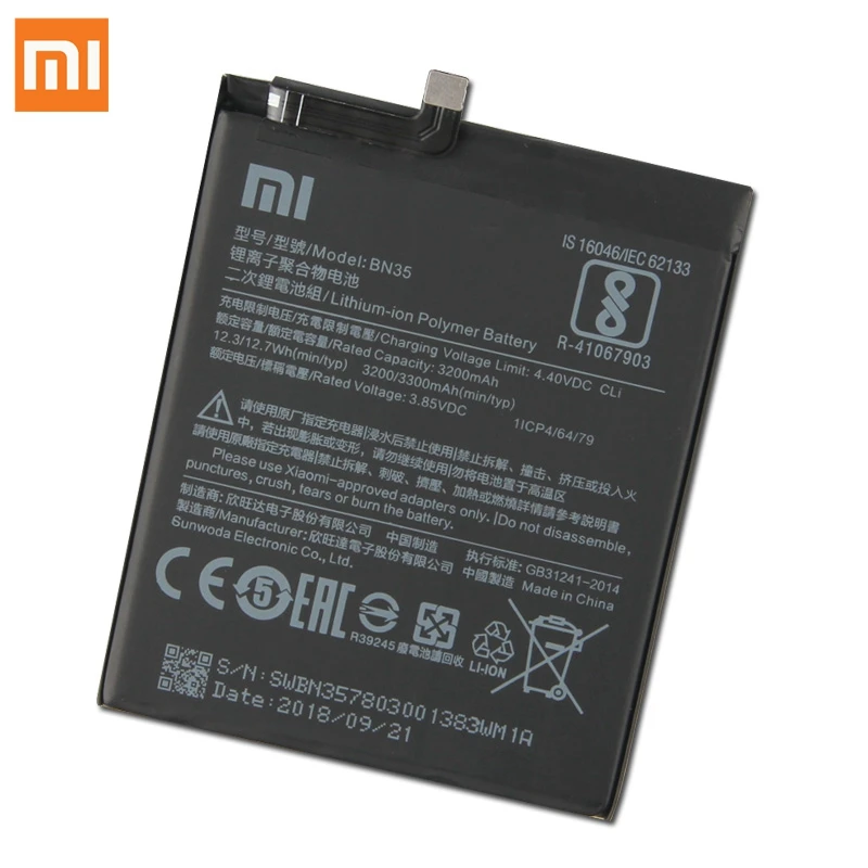 Xiao mi сменный аккумулятор BN35 для Xiaomi mi Red mi 5 5," Redrice подлинный аккумулятор для телефона 3300 мАч