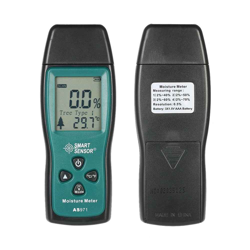 

Handheld Two Pins Digital Wood Moisture Meter Wood Humidity Tester Timber Damp Detector with LCD Display Probe Range 2%~70%