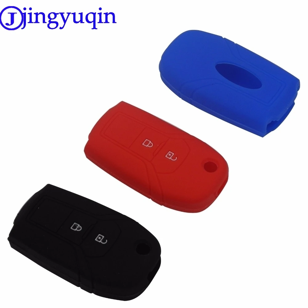 

jingyuqin 2 Buttons Silicone Remote Flip Car-Styling Key Cover Case for Ford
