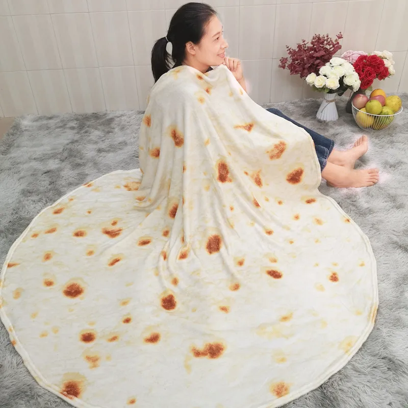 

Супермягкое фланелевое одеяло tortilla для пиццы, 200 г/м2, круглая форма, Пончик, гамбургерское дорожное портативное летнее одеяло