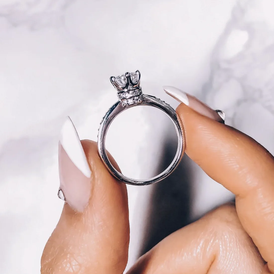 Real Solid 925 Sterling Silver Crown Rings for Women Luxury 1.2ct Diamond Wedding Engagement Ring finger Jewelry wholesale | Украшения и