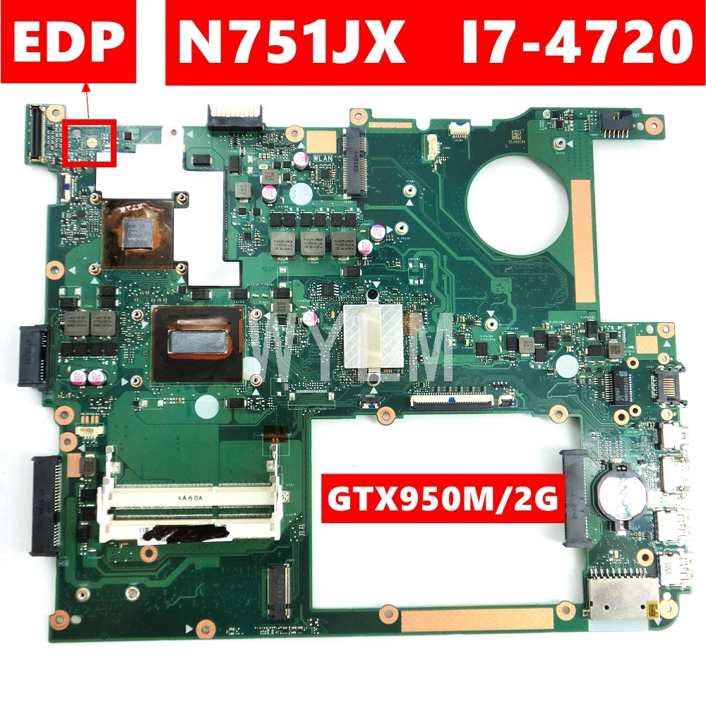 N751JX EDP i7-4720HQ Процессор GTX950/2 GB системная плата 90NB0840-R032000 для ASUS N751JK N751J N751