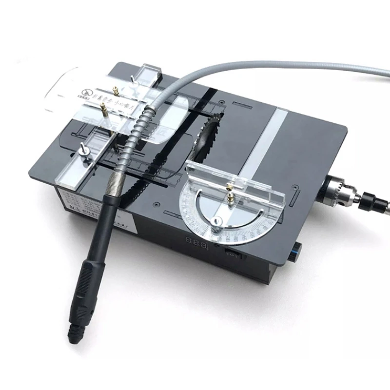 Bestellen 12-24V 5-15A DIY Desktop Holzbearbeitung Tabelle Saw Grinder Elektrische PCB Schneiden Maschine Sah Maschinen Corded Tisch Pannel Sah Schwarz