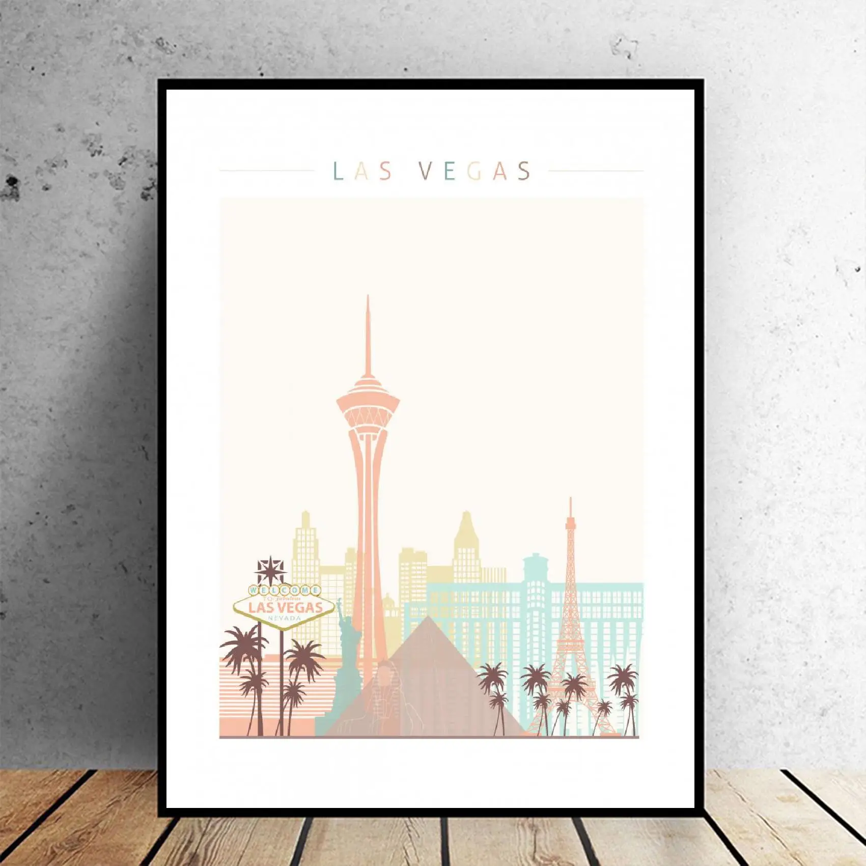 Пейзаж Лас Вегаса настенный художественный постер современное минималистичное