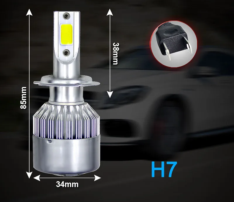 2 шт./лот C6 светодиодные фары лампы Conversion Kit огни 72W фары для 8000LM HB3 HB4 9004 9005 H1 H3 H4 H7 Авто COB машинные 6000K