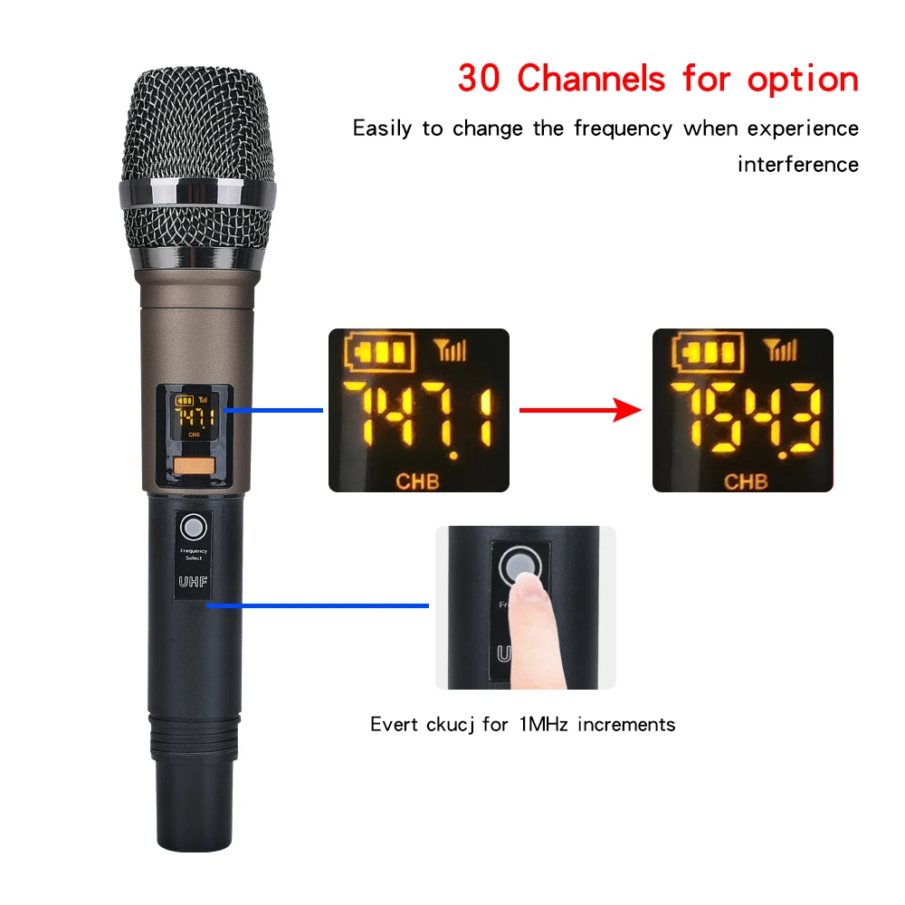 EYK стерео аудио микшер со встроенным УВЧ беспроводным микрофоном 4 канальная