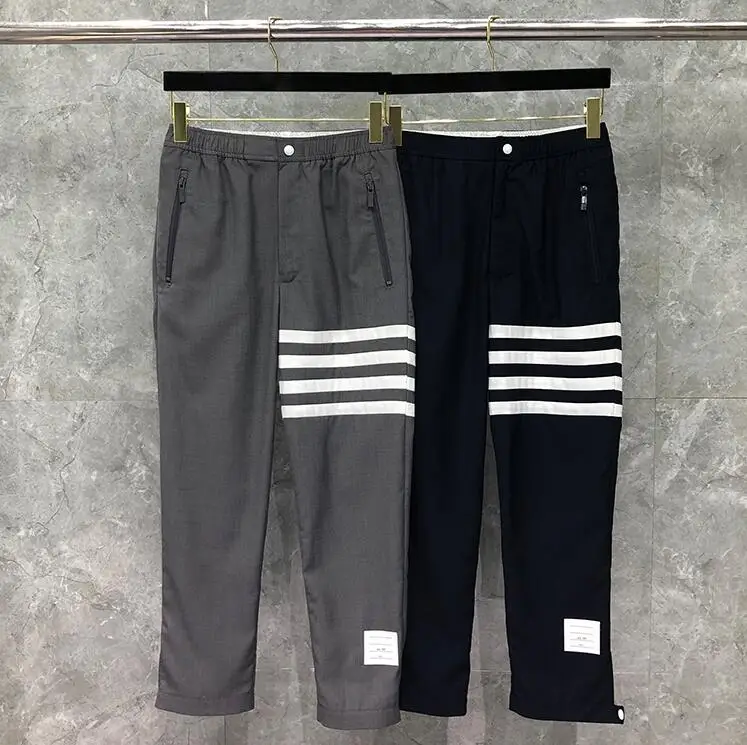 2021 Fashion Brand Cropped Men Casual Suit Men s Business Striped Formal Trousers Ankle-Length Pencil Pants
