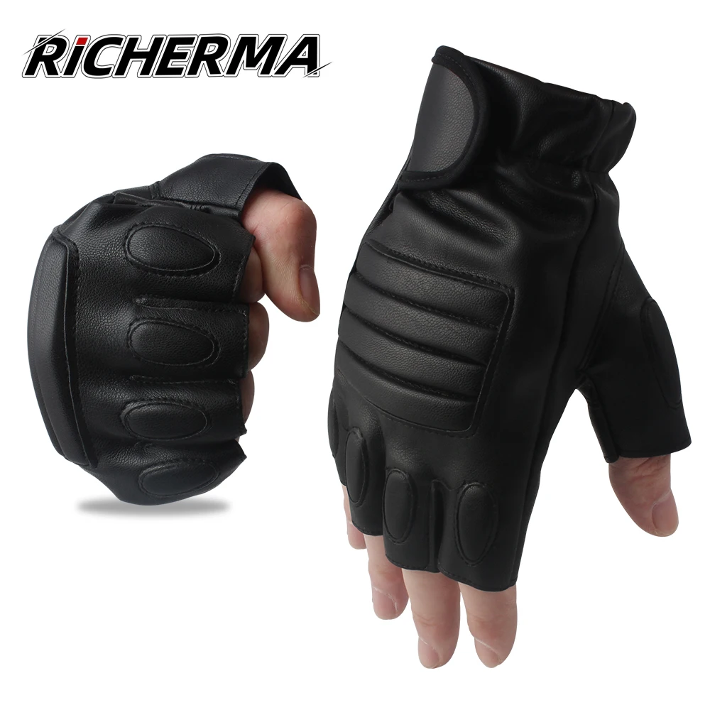 Летние кожаные мотоциклетные перчатки без пальцев для мужчин мотокросса езды на