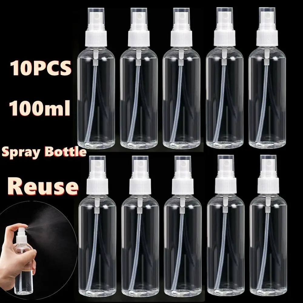 

10Pcs 100ML Transparent Plastic Perfume Atomizer Pump Head Design Spray Bottle Reuse And Durable Strong Pressing