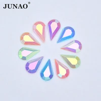 junao 58mm 813mm colorful jelly ab teardrop rhinestone flat back nail crystals non hotfix strass acrylic stones for decoration
