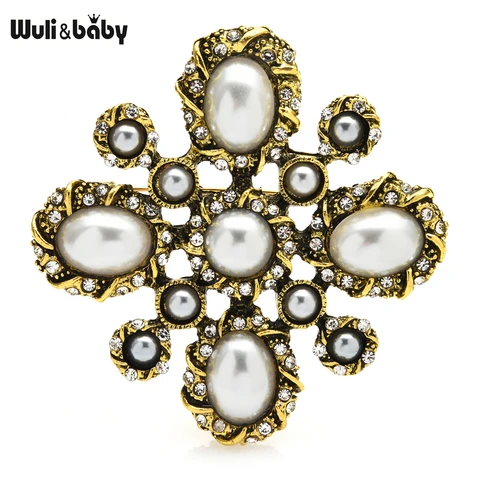 Wuli&baby винтажные броши с жемчужным крестом