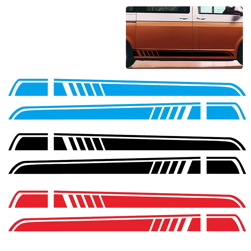 

2pcs Side Stripe Sticker Car UV Resistant Film Removable Decals Waterproof Accessories Long Compatible For Multivan T4 T5 T6