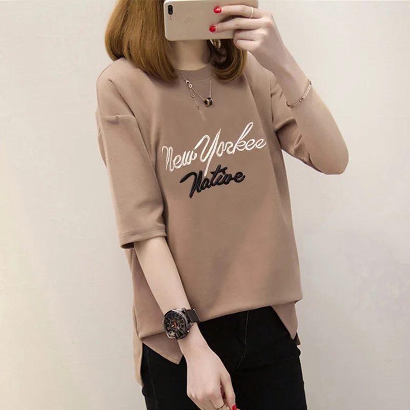 

2020 casual long short-sleeved women's loose student fashion female