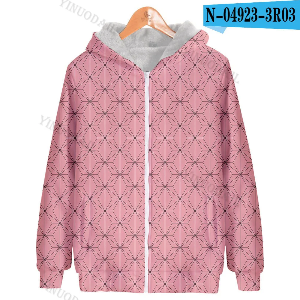 

Demon Slayer:Kimetsu No Yaiba Anime Printed Zipper Fleece Hoodies Jacket Female Male Tomioka Giyuu Cosplay Costume Sweatshirts