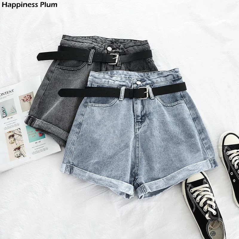 

2021 Korean Summer Women Jeans Shorts High Waist Loose Harajuku Zipper Lady Short Plus Size