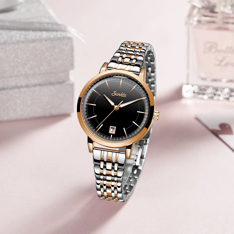 Часы SUNKTA женские водонепроницаемые роскошные брендовые наручные с браслетом из