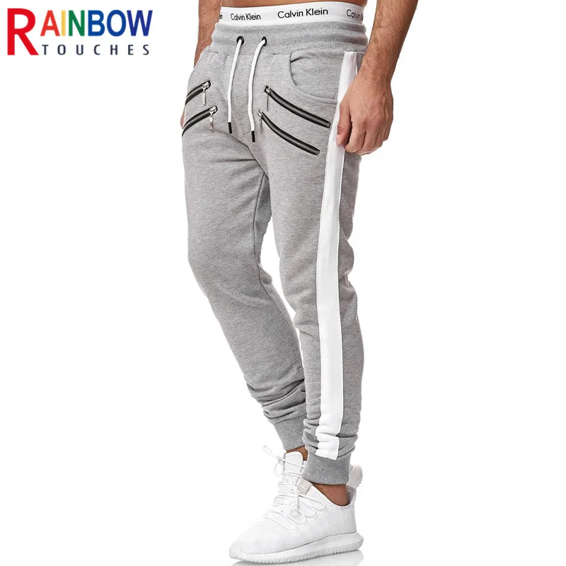 

Rainbowtouches Winter Men's Casual Sports Pants Loose Moisture Wicking Trendy Zipper Fitness Pants