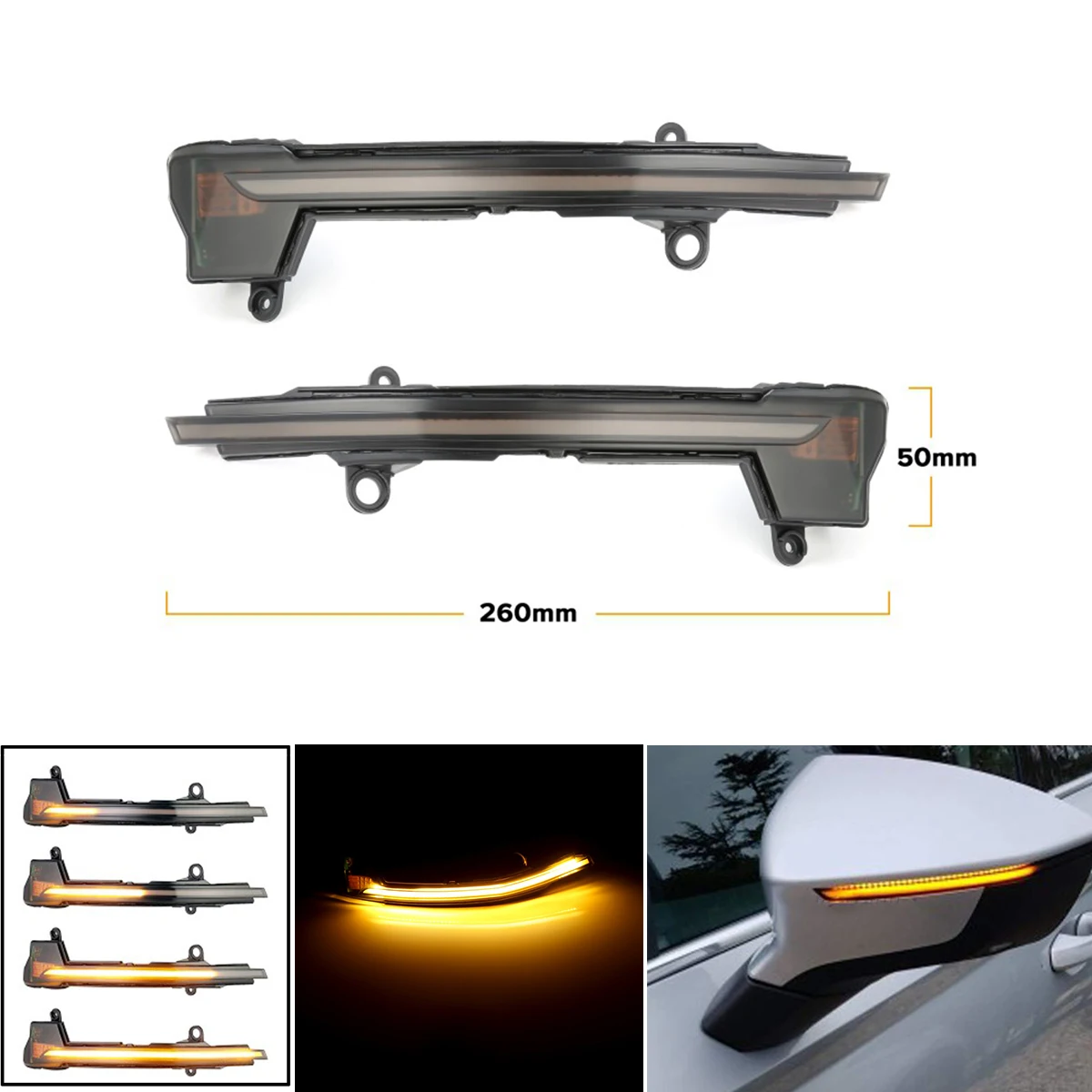 

2pcs Dynamic LED Side Mirror Turn Signal Light Lamp Blinker For Seat Ateca 5D 2016 2017 2018 2019 Tarraco Car Styling
