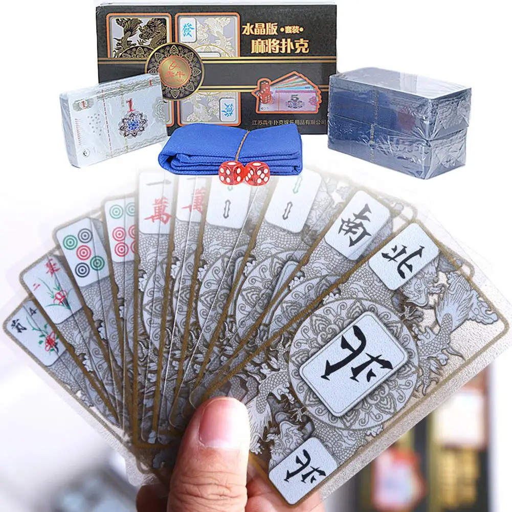 

Crystal Mahjong Set Waterproof Lightweight Poker Playing Card PVC Mahjong Playing Cards Suit For Mahjong Lovers And Beginners