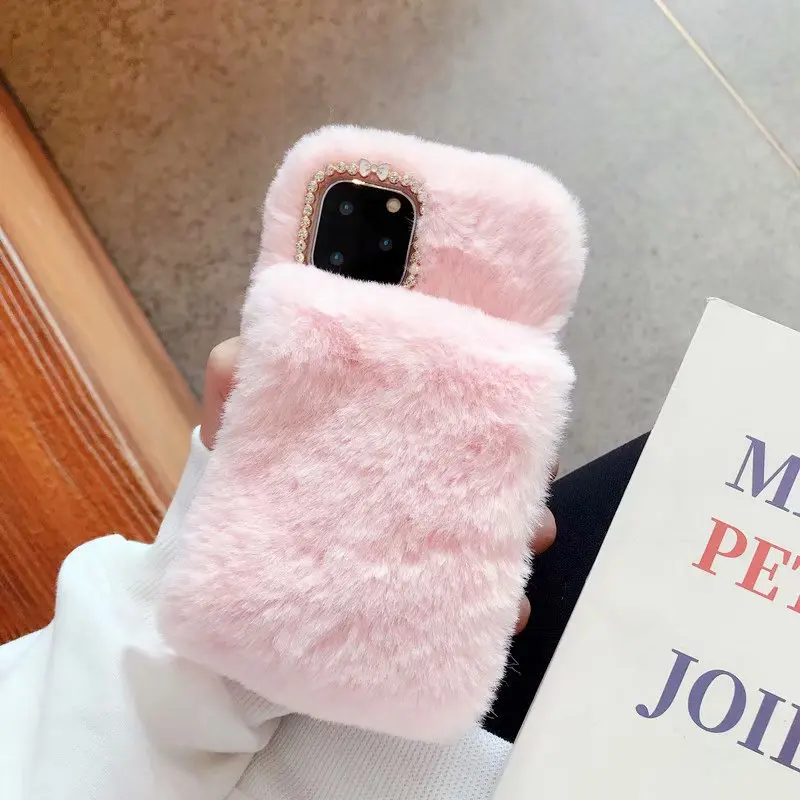 Зимний чехол для iPhone 11 Pro Max 6,5 ''теплый чехол для рук для iPhone 11Pro Max Меховой чехол для iPhone11 Pro Max плюшевый мягкий чехол для телефона